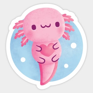 Cute Axolotl Hugging Heart Sticker